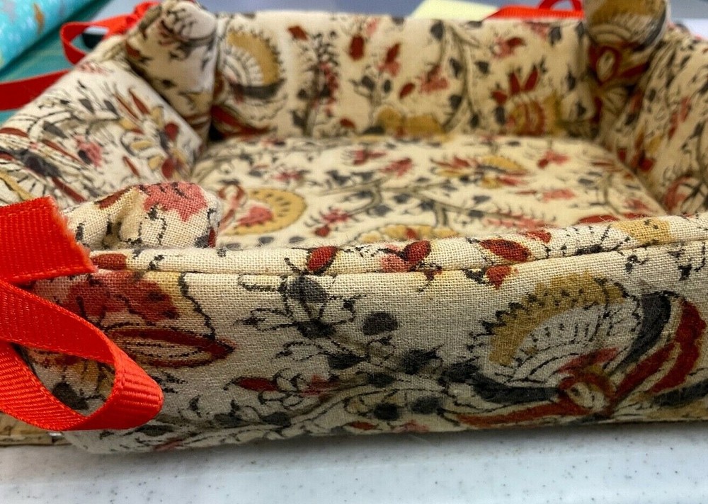 HANDMADE FALL CLOTH BASKET-- BOTTOM - 5 1/2"D - 2" SIDES