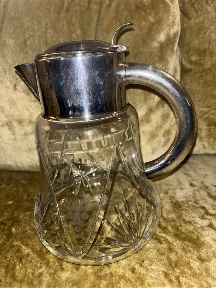 Crystal & Silver Plated Water Pitcher Made In West Germany