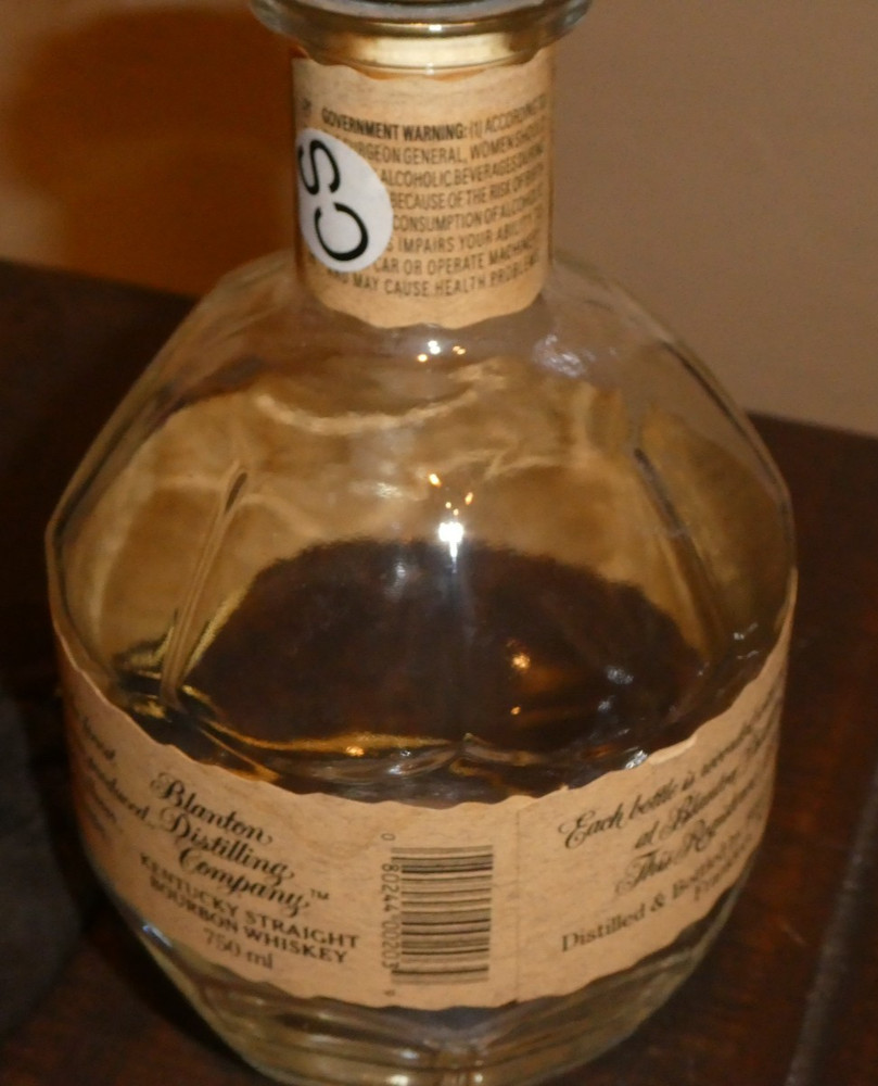 Empty Blanton's Bottle Bourbon Whiskey "S" Stopper and bag!!