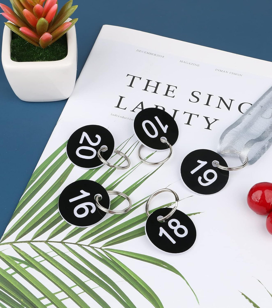 Numbers Tags, Plastic Numbered Tags round Numbered Key Tag Key Chains
