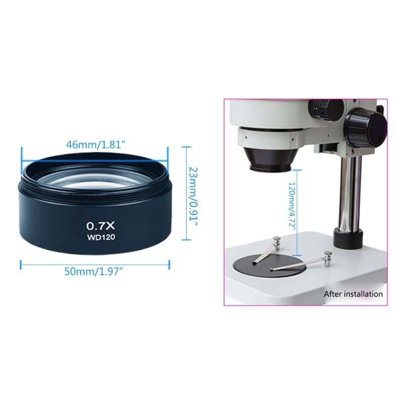 WD120 0.7X Trinocular Stereo Microscope Auxiliary Objective Lens 48mm Thread