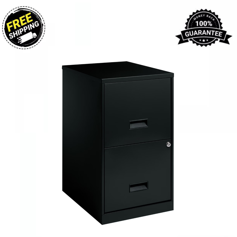 Space Solutions 18" Deep 2 Drawer Letter Width Vertical File Cabinet, Black