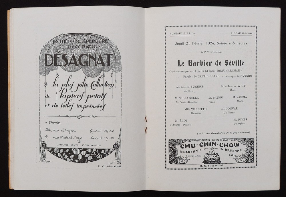 Program 1923 Opera Theatre Comic Illustrator BUSCHER Barber Seville