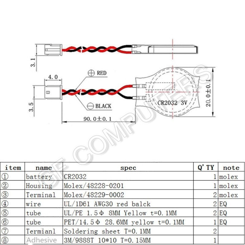 RTC CMOS Battery for Panasonic Toughbook CF-54