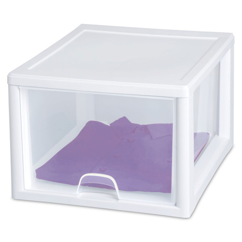 Sterilite 27 Quart Stacking Storage Drawer, Stackable Plastic Bin Drawer, 4 Pack