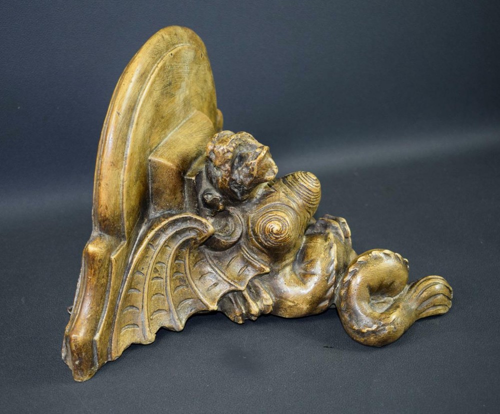 French Antique Gothic Corbel Shelf Sconce Wall Bracket Chimera