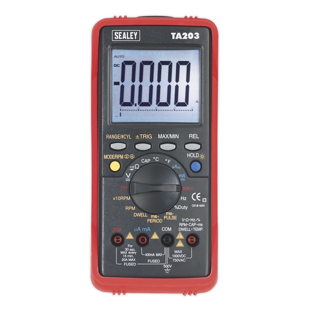 Sealey TA203 Digital Automotive Multimeter 15 Function Bar Graph/PC Link