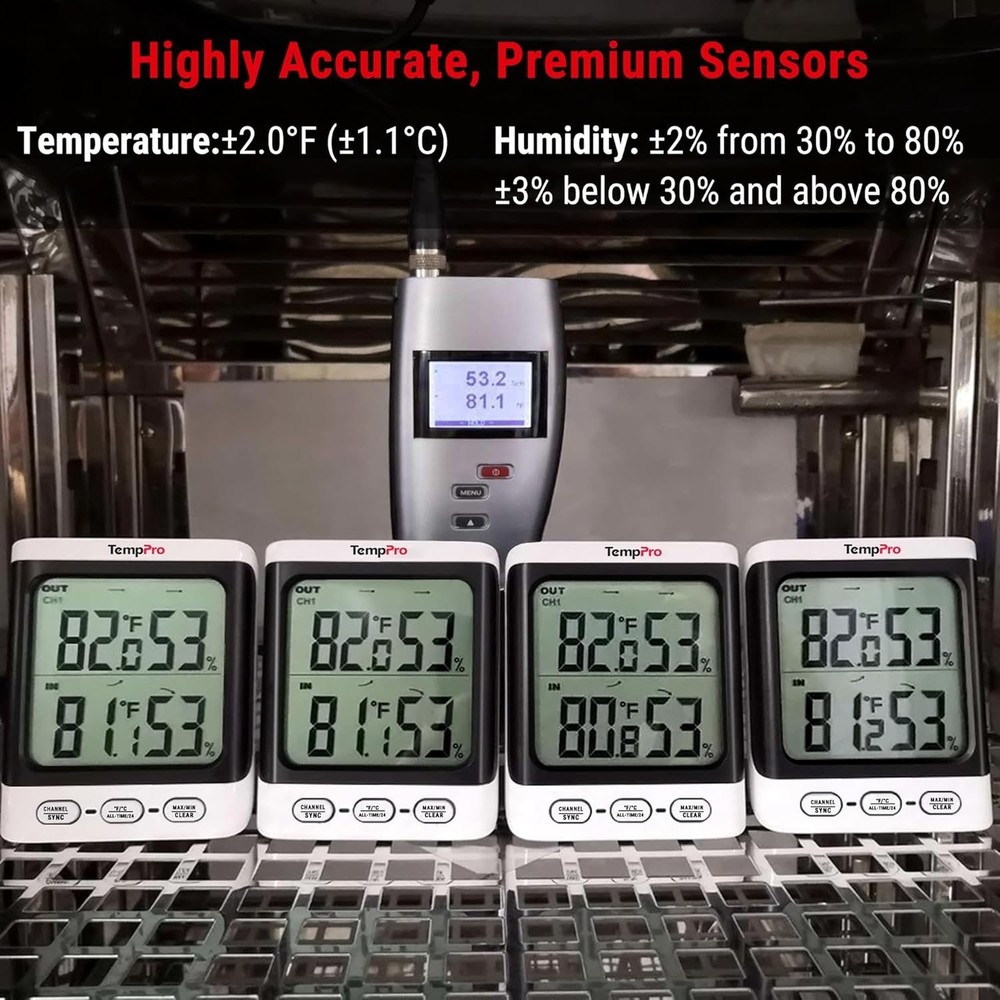 Precision Wireless Thermometer for Indoor and Outdoor Use - Backlit, Waterproof