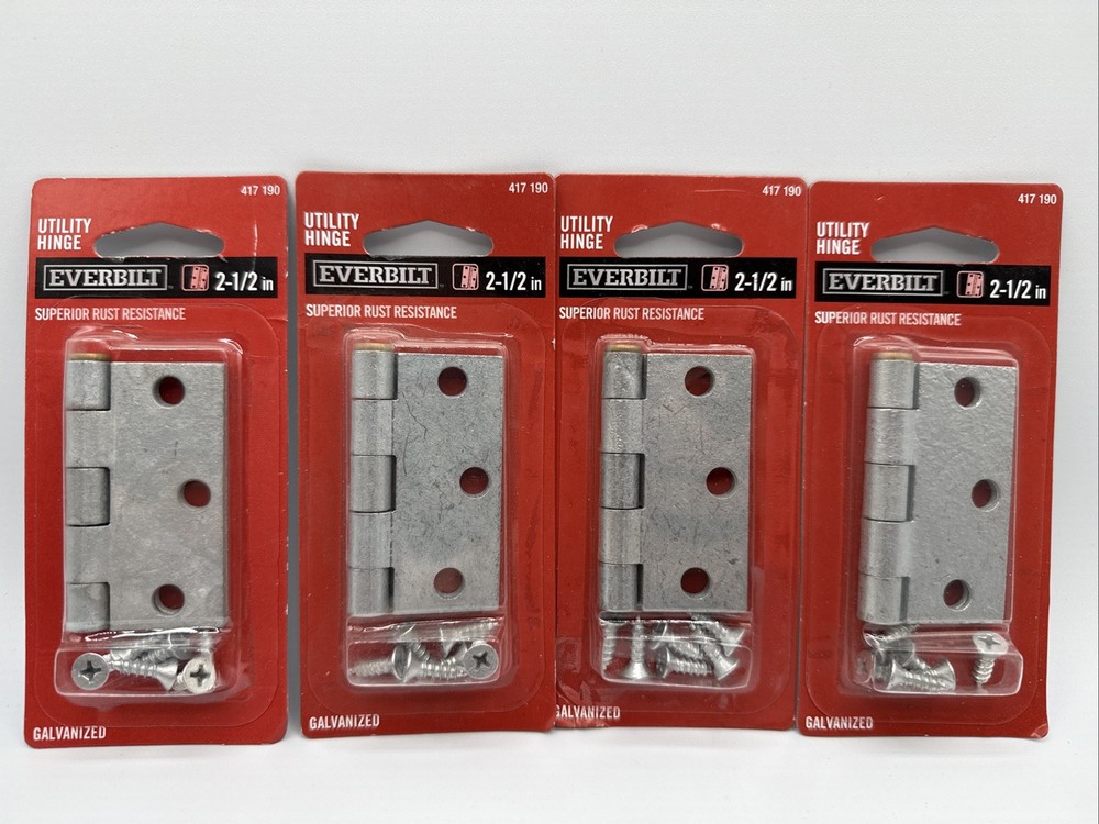 4 Pack - 417 190- 2 1/2 Inch 6.4cm - Galvanized Utility Hinge Rust Resistant