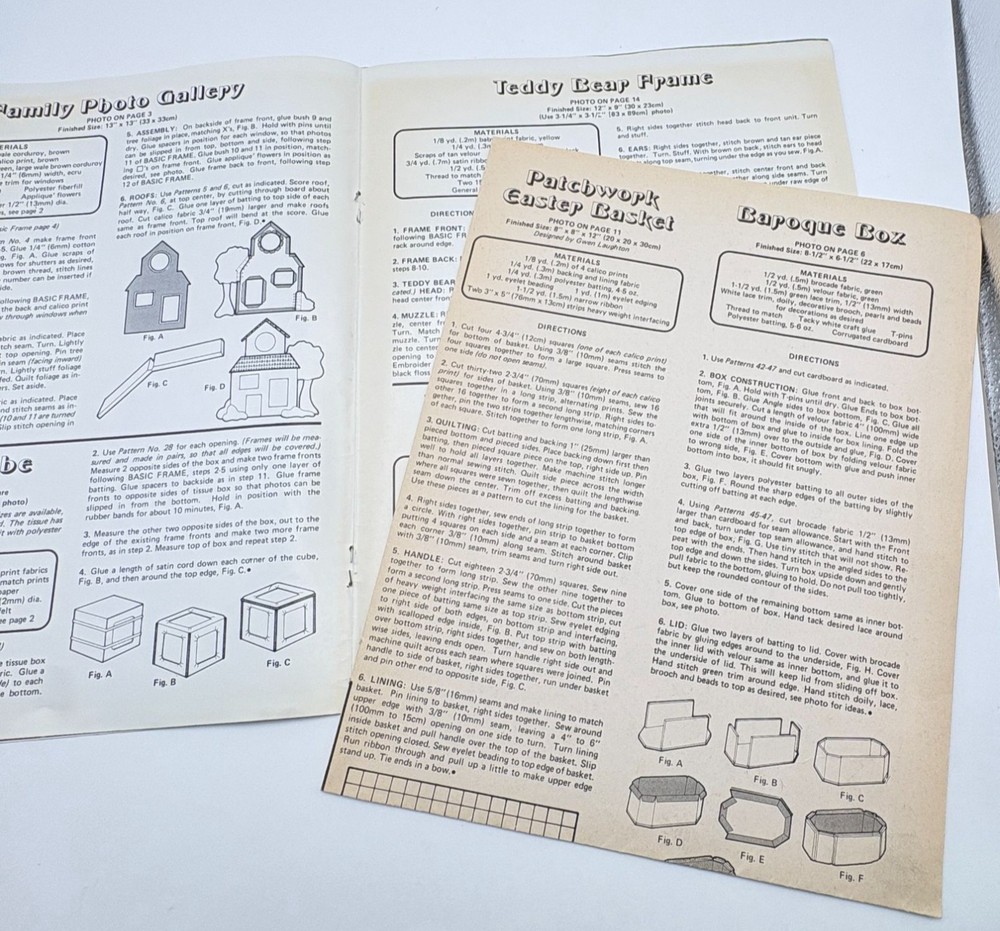 Soft Sculpture Frames Boxes & Baskets Vintage Craft Booklet with Patterns 1981