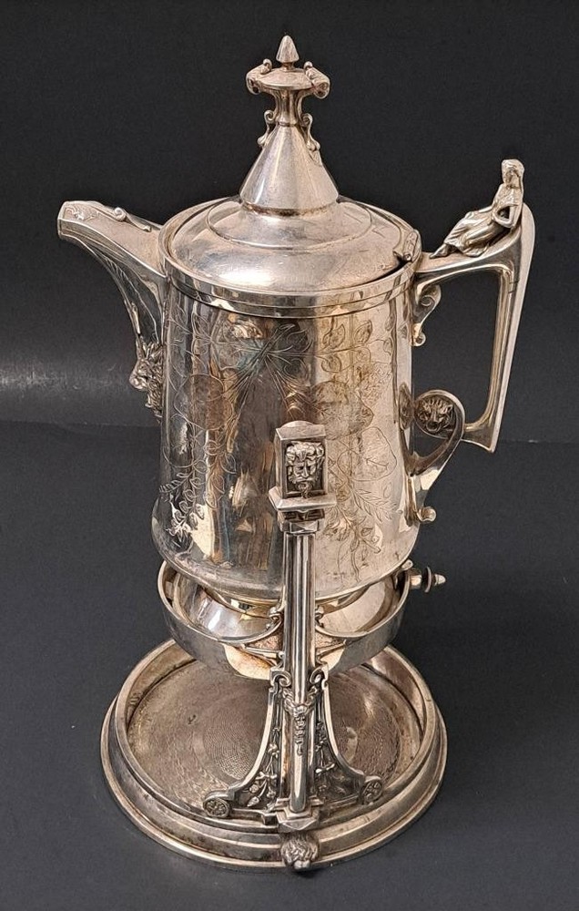 Reed & Barton Silver Plate Antique Victorian Tilting Ice Water Pitcher Masonic