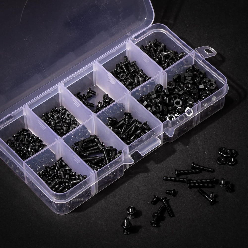 Zmbroll 620 Pcs M2.5 Flat Head Machine Screws Black Phillips M2.5,