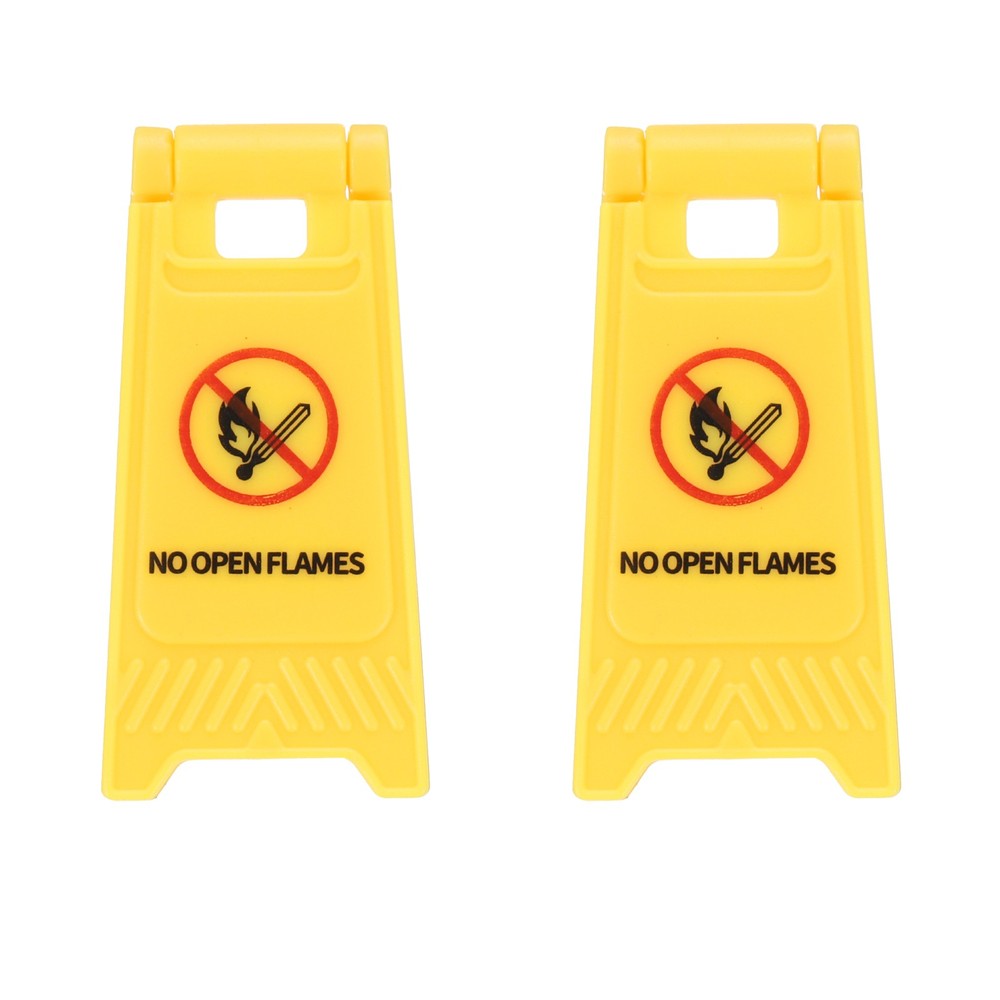 Miniature Warning Sign, No Fire Signs (Yellow, 2pcs)