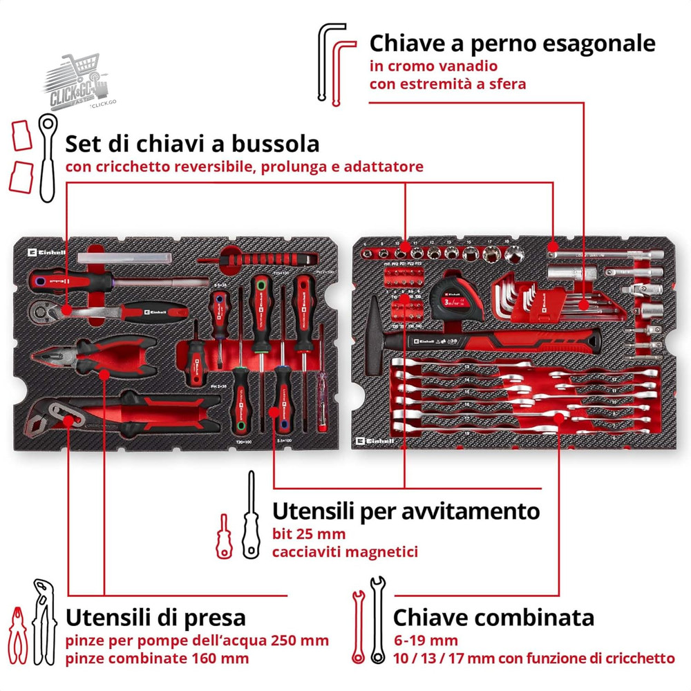 Einhell Original 80 Piece E-CASE (High Quality Tool Set in One Rob