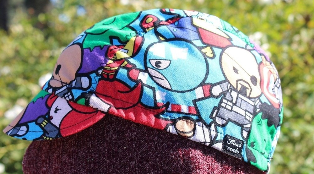 CYCLING CAP MARVEL COMIC 100% COTTON ONE SIZE HANDMADE