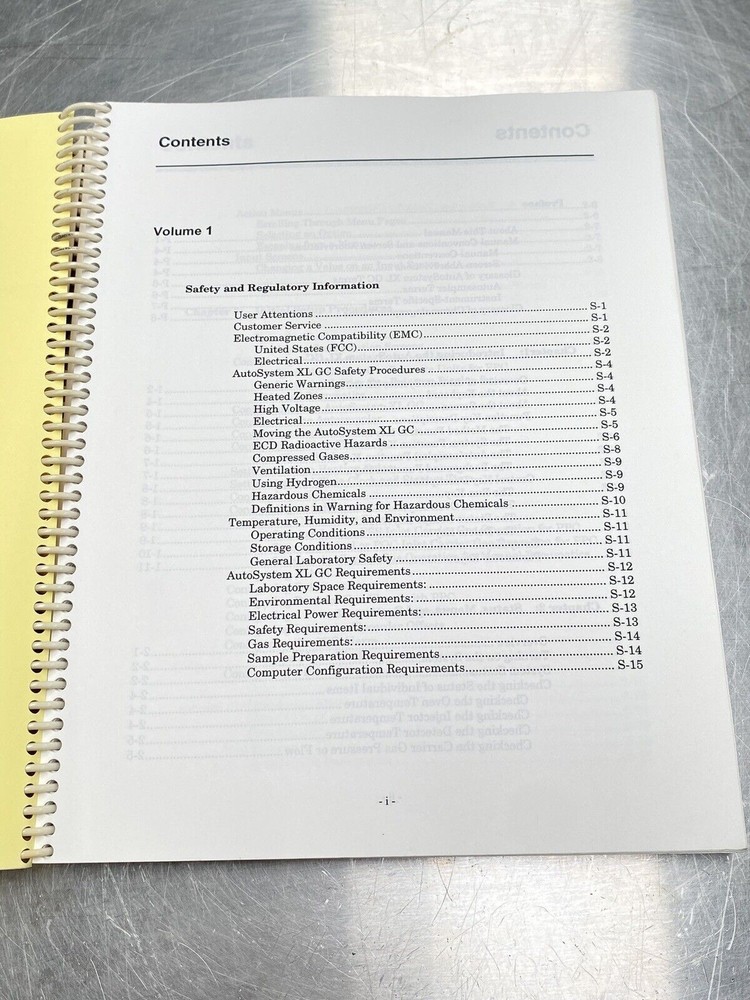 Perkin Elmer PE AutoSystem XL GC Volume 1 - Users Manual / Instructions Guide
