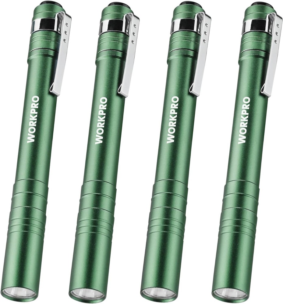 WORKPRO LED Pen Light 4-Pack Aluminum Pocket Light Pen Flashlight 8AAA Batteries
