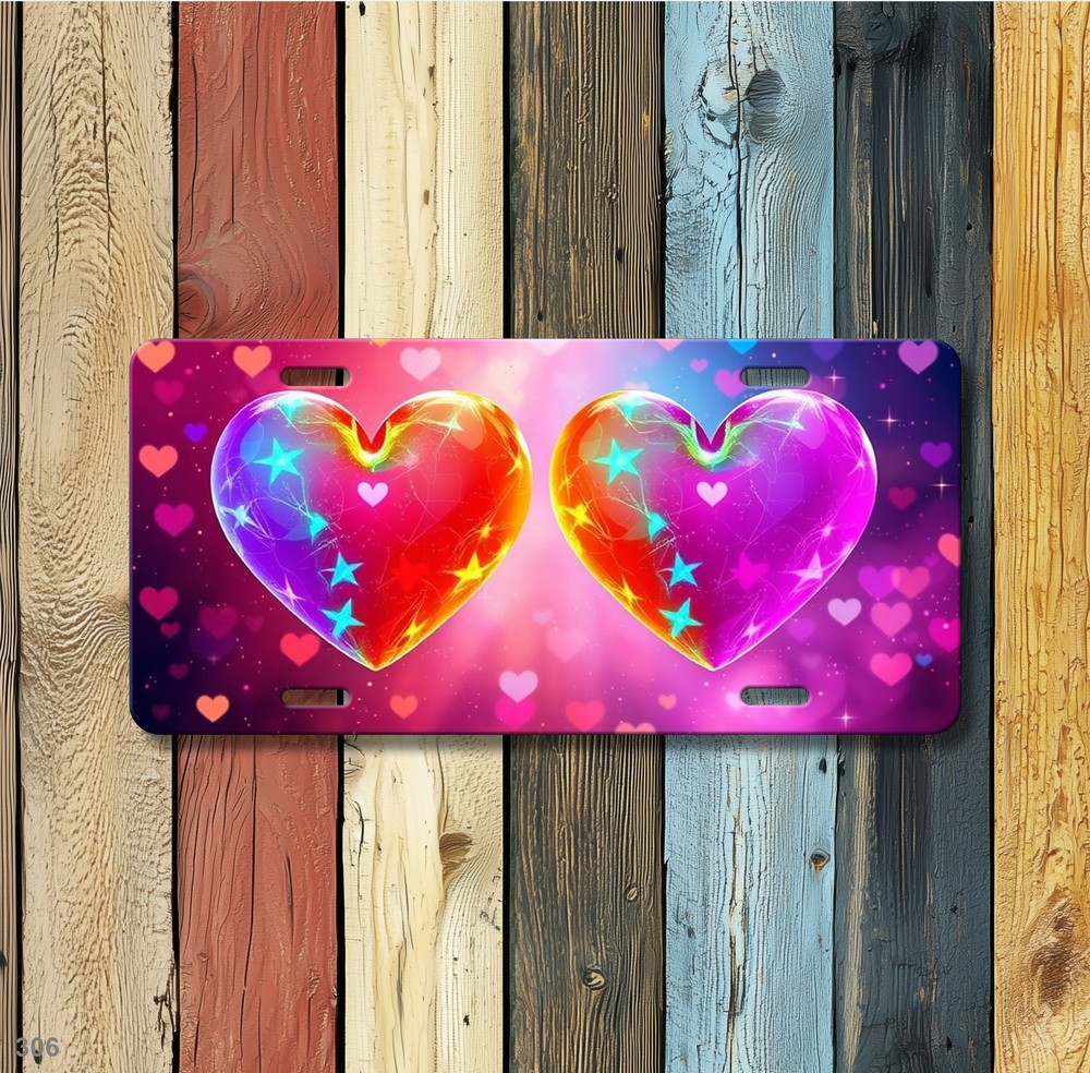 Beautiful Hearts License Plate Personalized Auto Tag Unique Gift