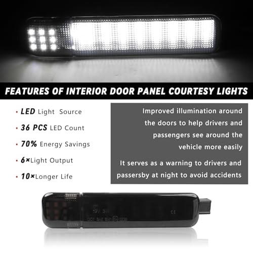 4PCS LED Interior Door Panel Courtesy Warning Lights 4pcs Smoking Black