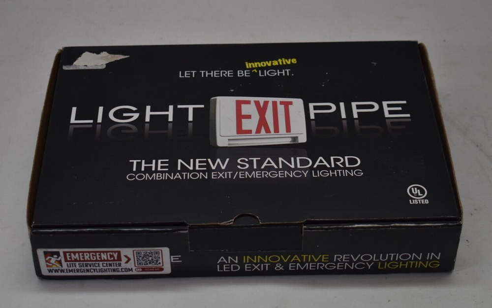 Light Pipe Standard Combination Exit Emergency Lighting LED Sign Red On White