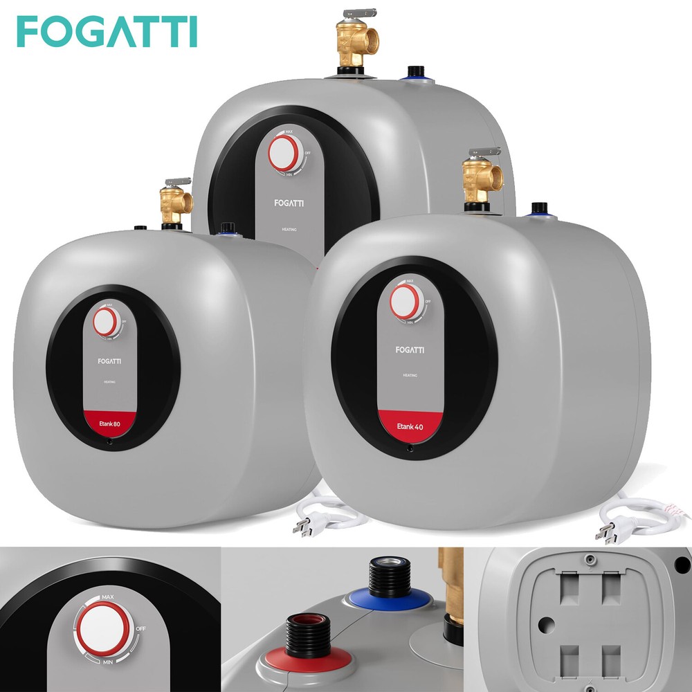 FOGATTI 2.5/4/8 Gallon Electric Hot Water Heater Mini Tank Boiler Compact 1440W