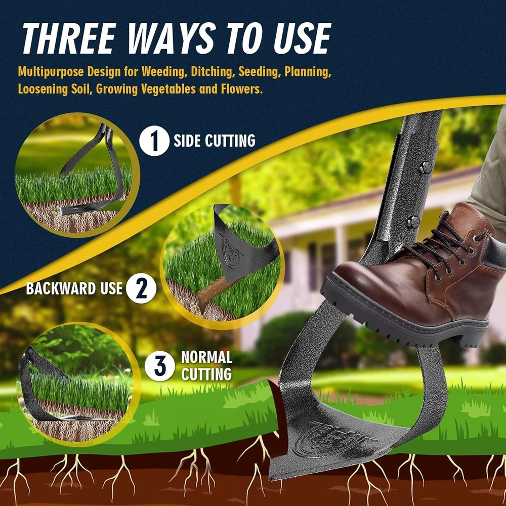 Durable Garden Hoe with Adjustable Handle - Essential Tool for Weeding & Edging