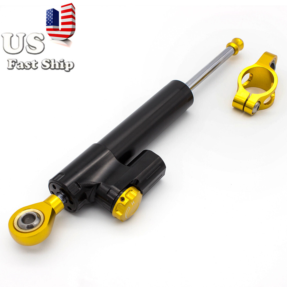 Black&Gold Motorcycle Universal Steering Damper Stabilizer Linear Control Safety