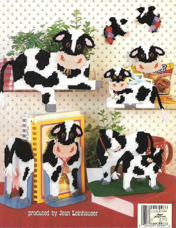 PLASTIC CANVAS COWS TISSUE COVER/PLANTER/MORE!! CUTE!!!