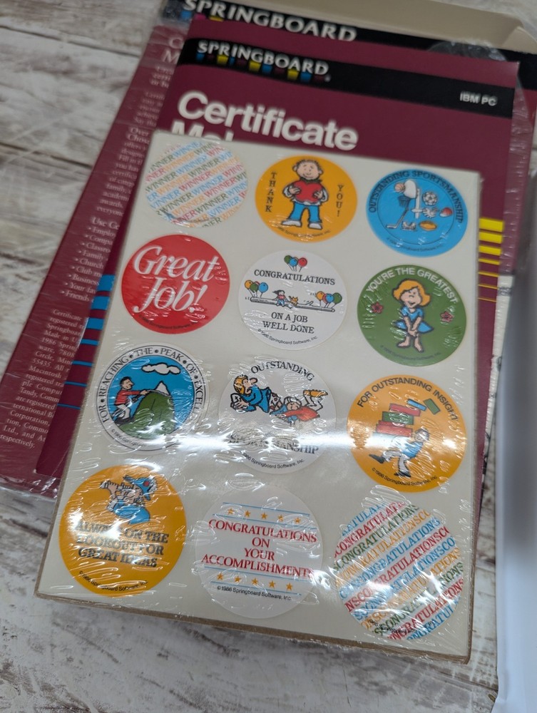 Vintage Springboard Certificate Maker IBM Tandy and compatibles