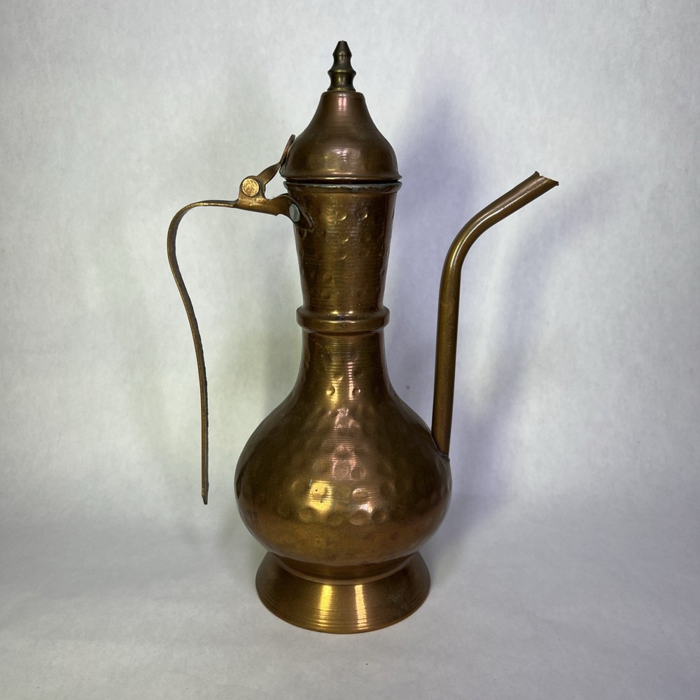 Vintage Middle Eastern Dimpled Brass Tea Pot Pitcher – Handcrafted