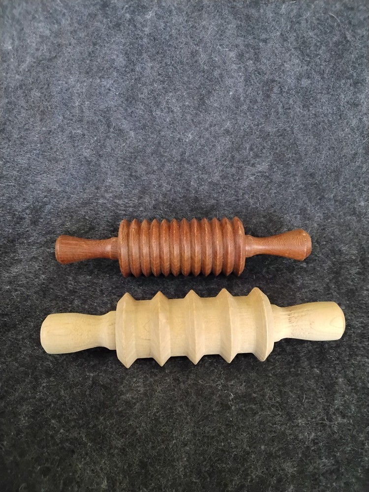 Wood Clay Texture Rollers Ribbed Pottery Tools Hand Roller Lot 2