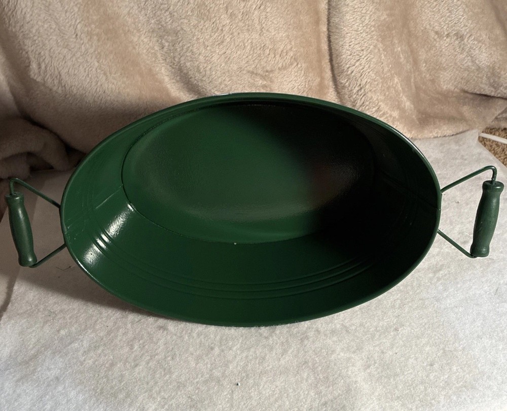 Hunter Green Decorative Tin W Handles, 2