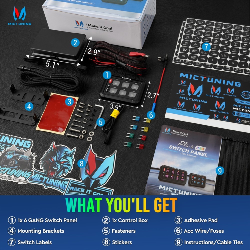 6 Gang Switch Panel, Universal On-Off LED Circuit Control Relay System Box