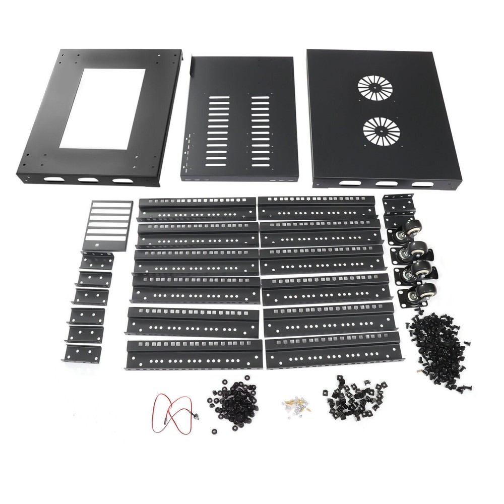 18U 4 Post Open Frame Network Server Rack Holder on Caters Adjustable 0-31.5"