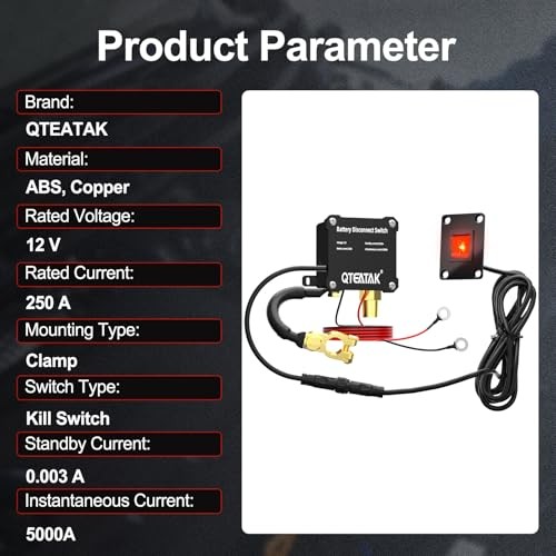 12V 250A Battery Manual Control (Illuminated Boat Rocker Panel Switch)