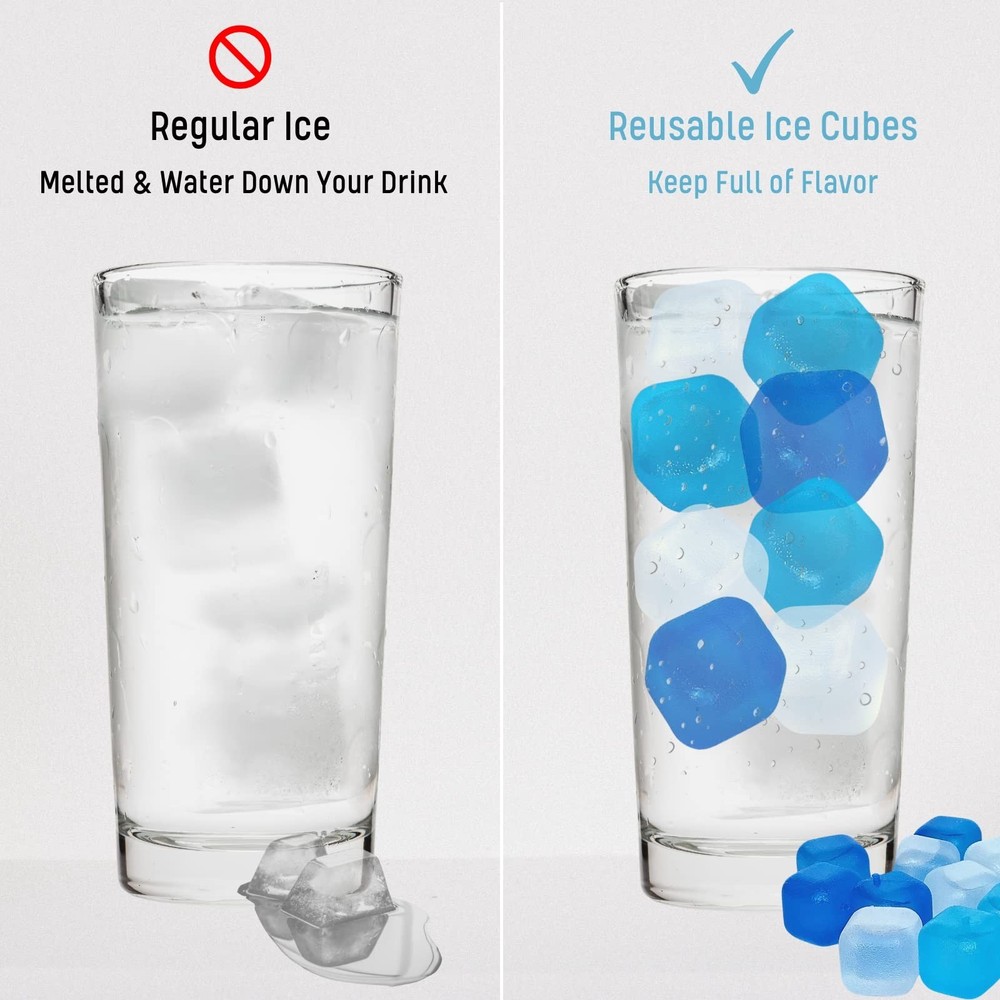 Reusable Ice Cube with Lid & Bin, 60 Pack Plastic Ice Cubes for Dri... Fast Ship