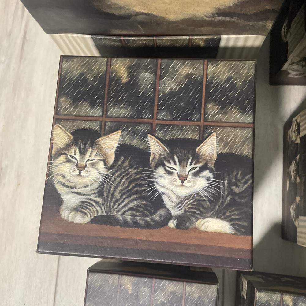Complete Set of 7 Bobs Boxes Cat Decor Design Stackable Nesting Boxes