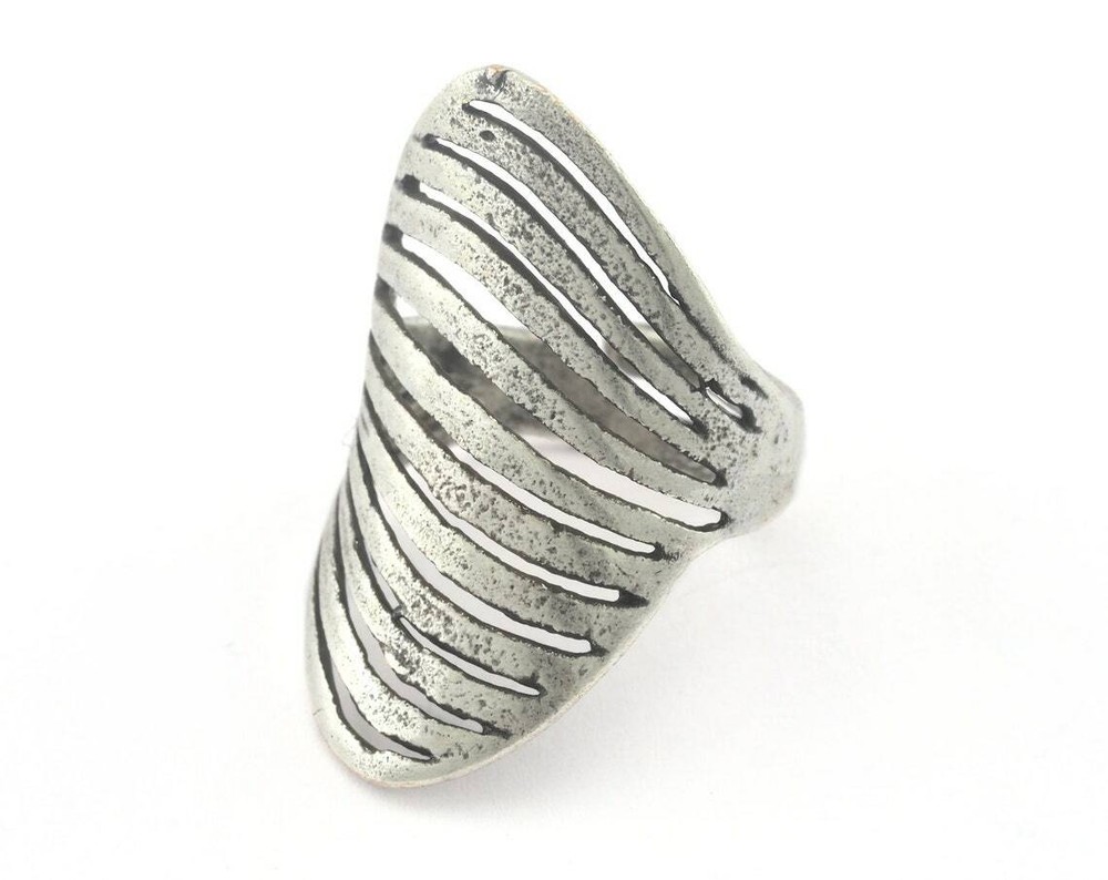 Adjustable Ring Antique Silver Plated Brass 29mm (16.5mm 6US inner size) 3305