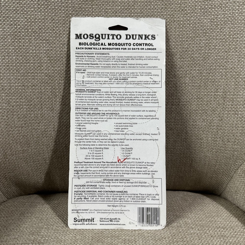 Summit Mosquito Dunks Floating Pod Kill Biologically Safe Method 6 pack