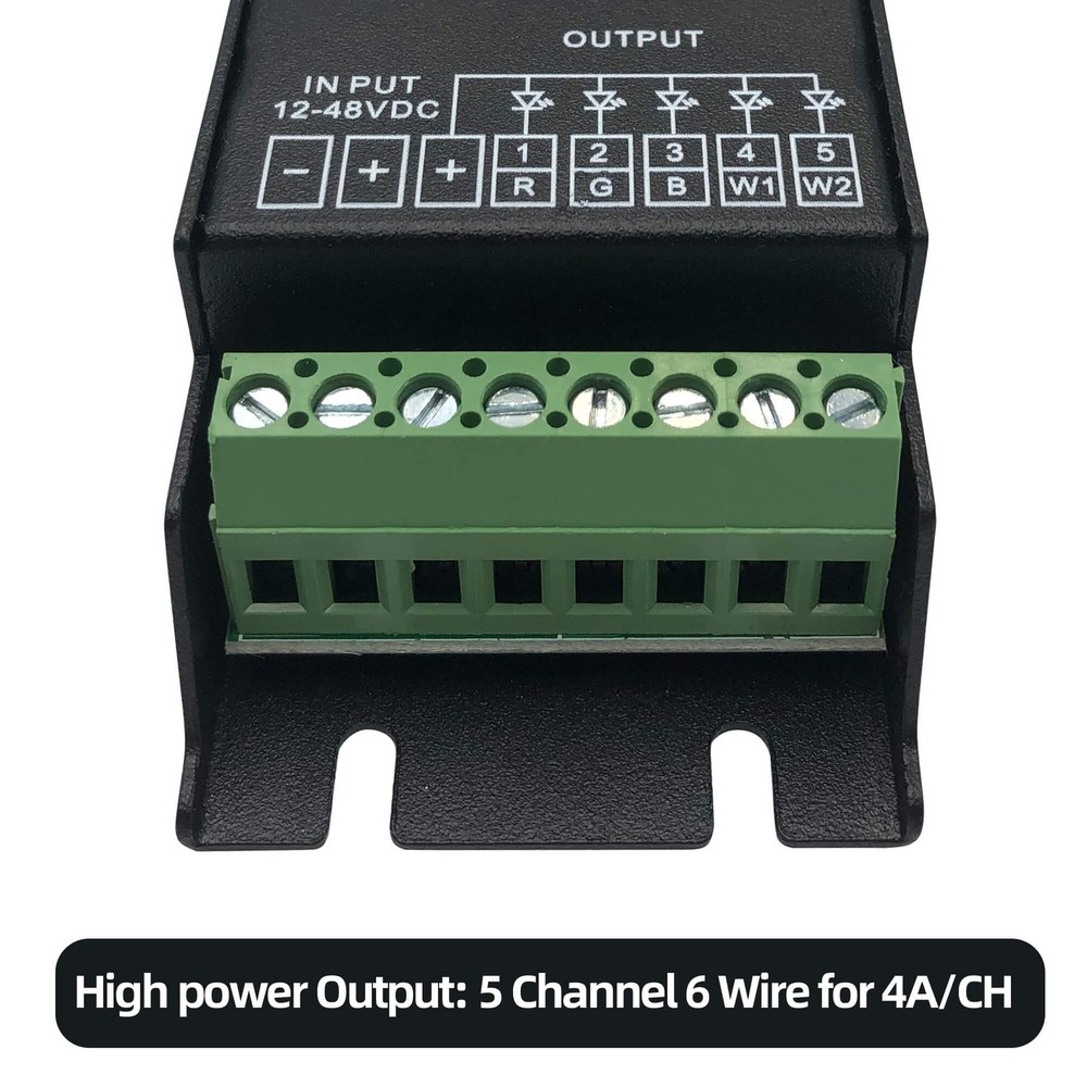 5 Channel DMX512 Decoder RDM RGBCCT LED Controller PWM Dimmer 12V48VDC