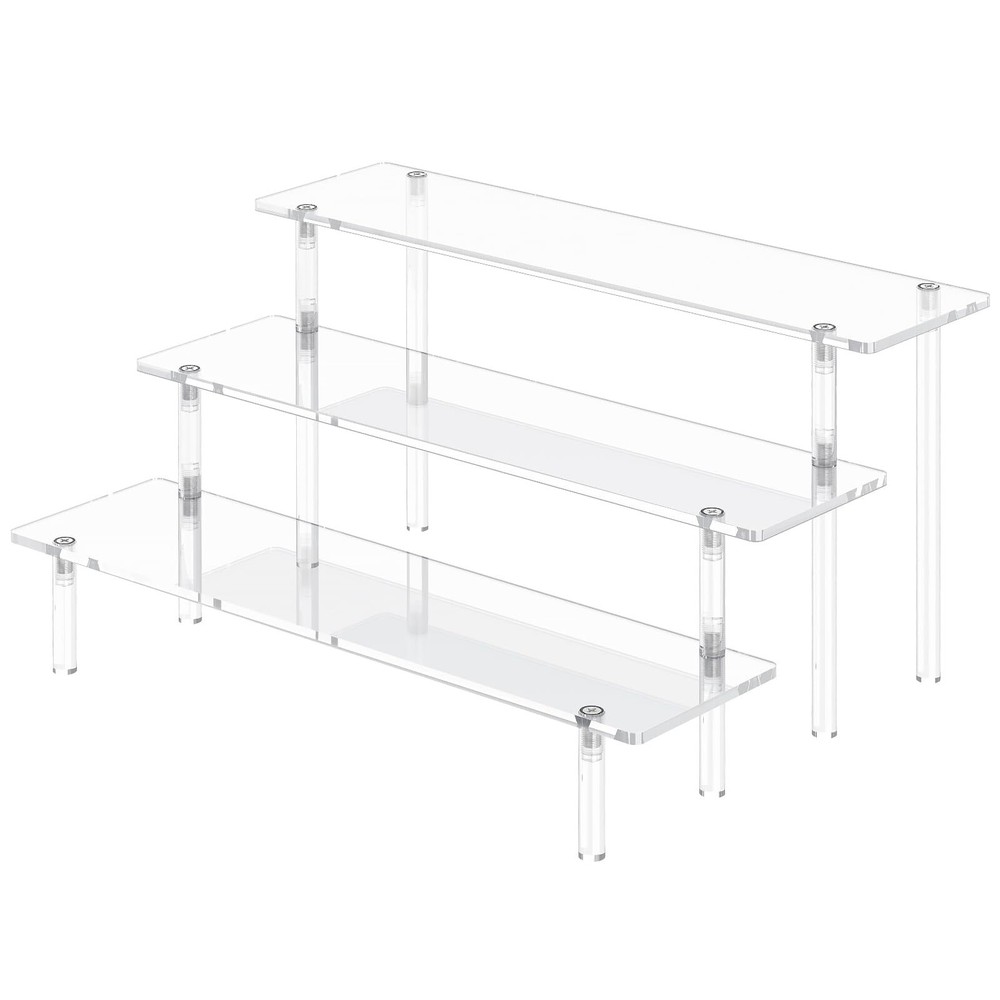 Acrylic Display Risers, 3 Tier Clear Perfume Organizer Stand, Large Shelf Riser