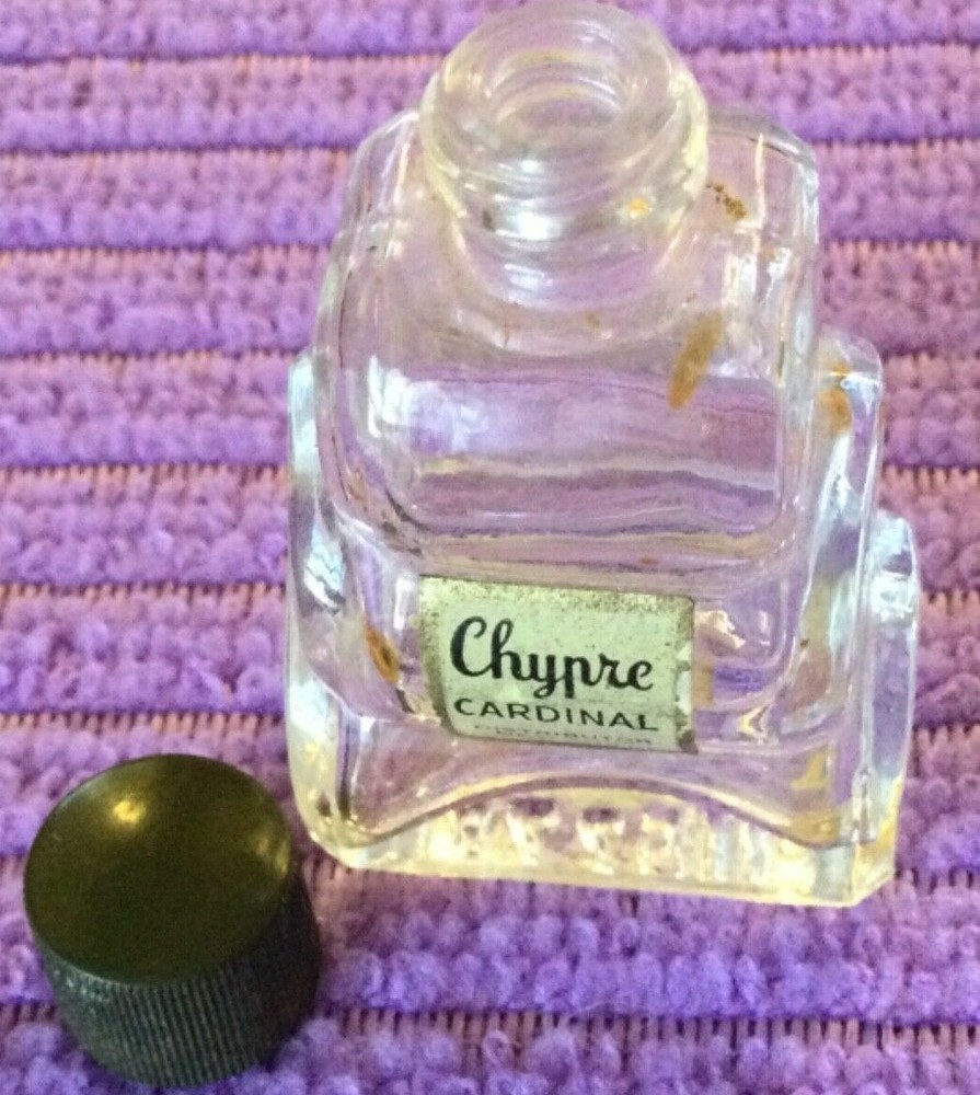EMPTY Chypre Cardinal Distributor New York 2 Drams Cool Mini Shape & Nice Label