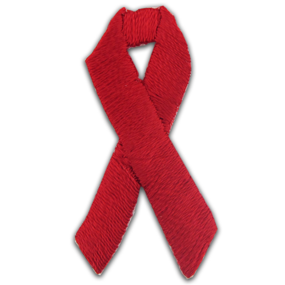 Red Awareness Ribbon Embroidered Applique Sticker