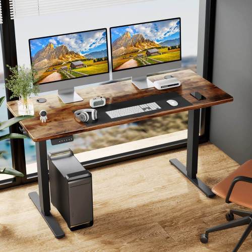 48' x 24" Electric Height Adjustable Standing Desk Computer Study Home Brown