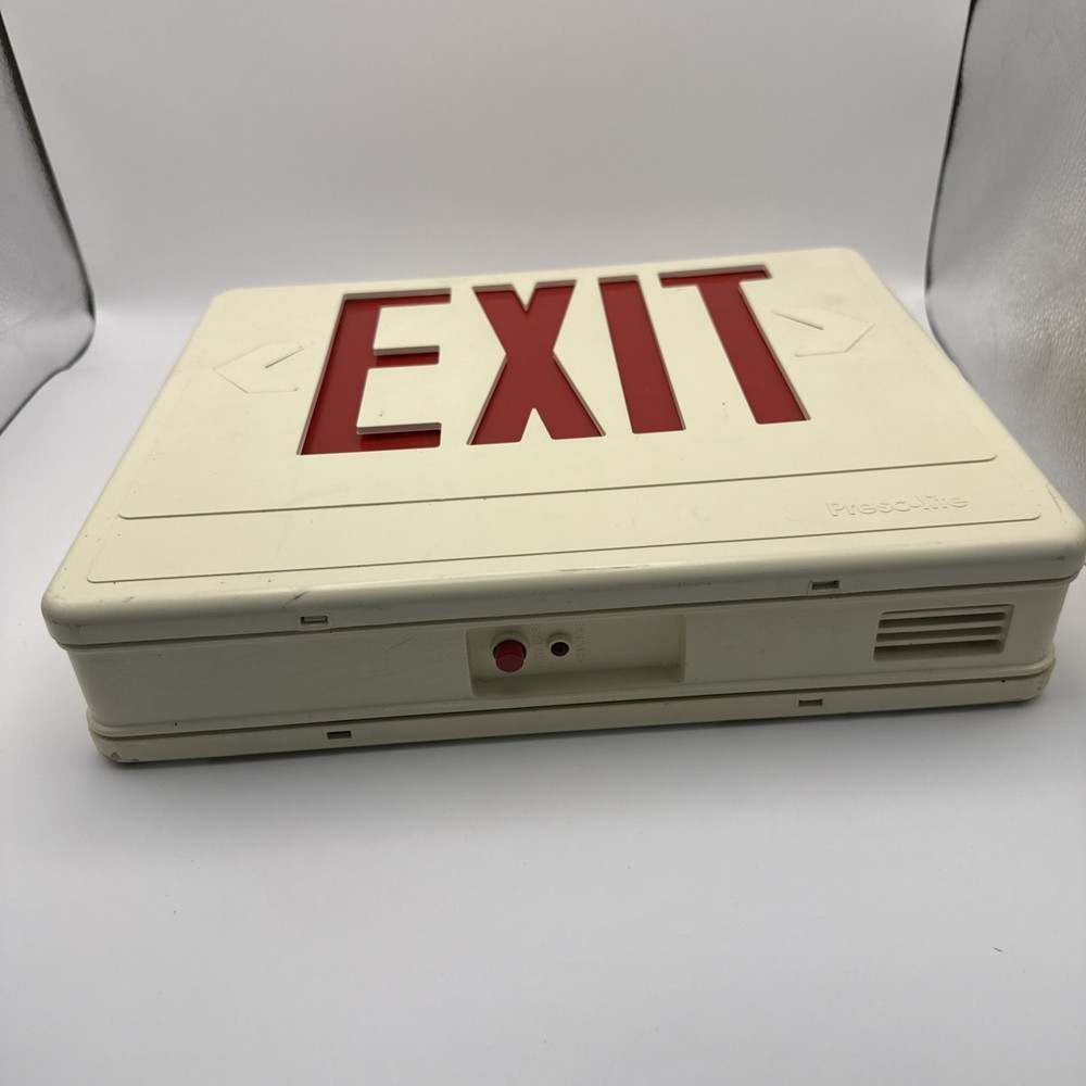 Vintage Prescolite White And Red Emergency Exit Sign Light