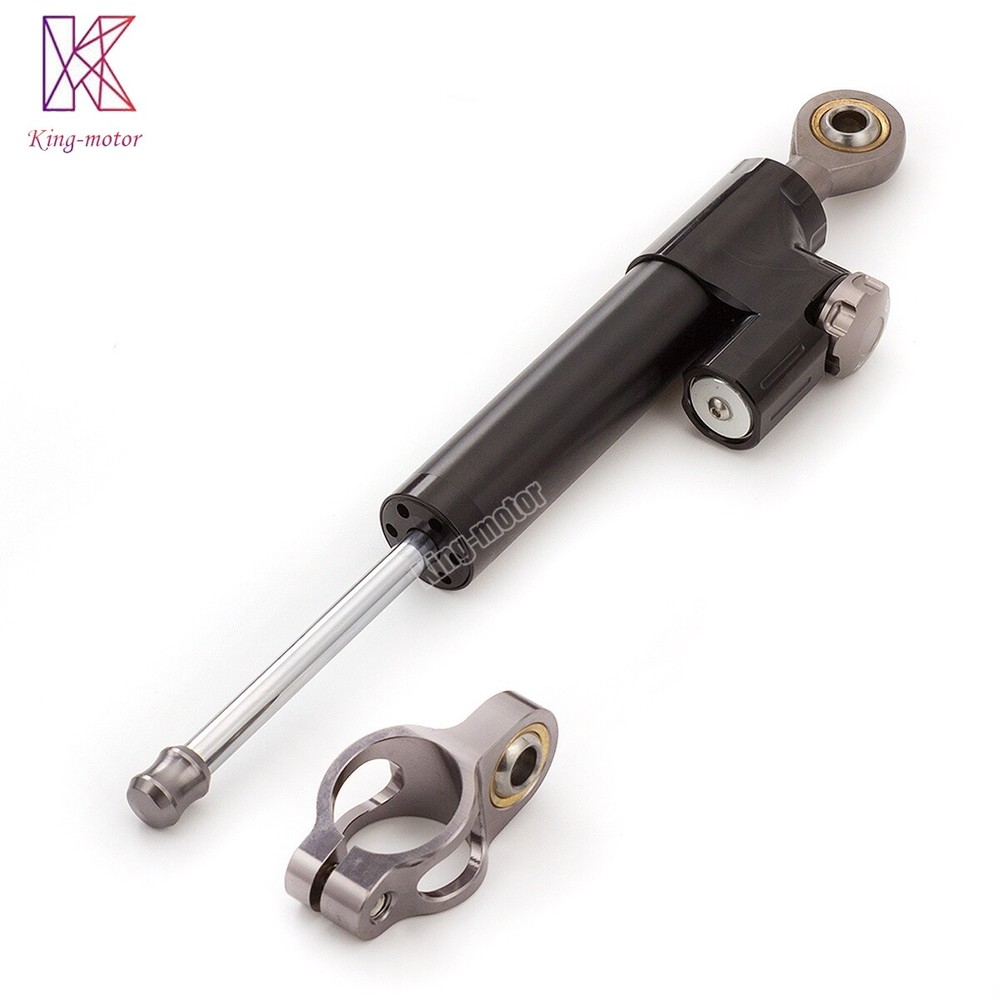 Motorcycle Universal CNC Adjustable Steering Damper Stabilizer Safety Black&Gray
