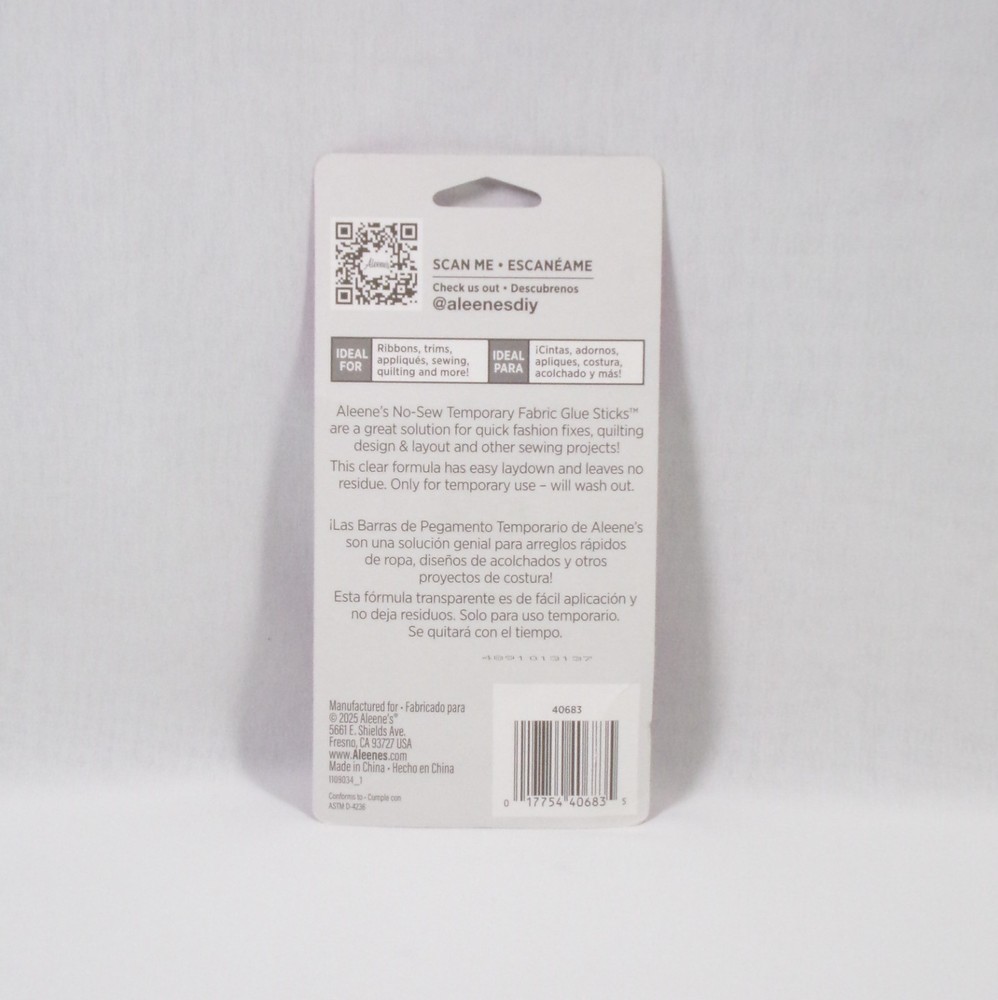 Aleene's® No-Sew Temporary Fabric Glue Sticks 2 Pack