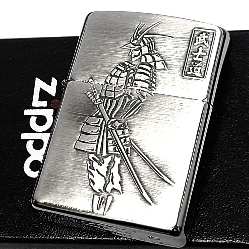 Zippo Japanesque Metal Emblem Bushido Silver One Sided Processing Lighter