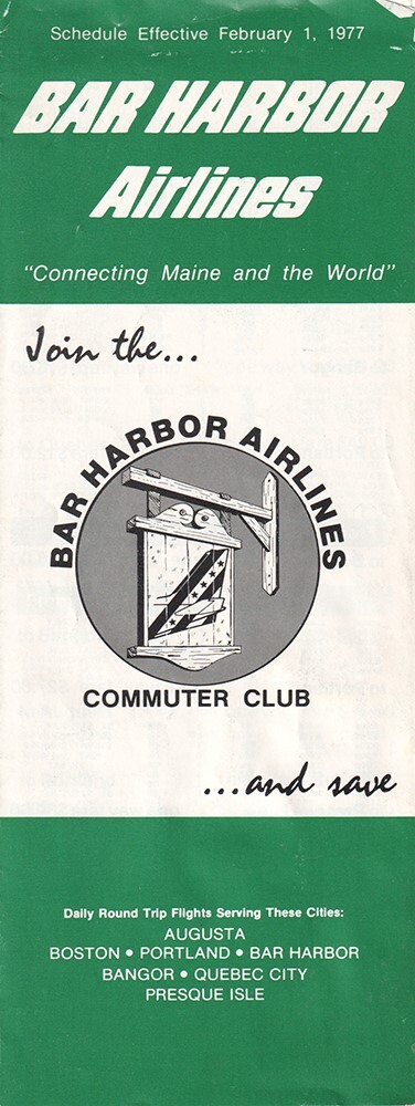 Bar Harbor Airlines timetable 1977/02/01