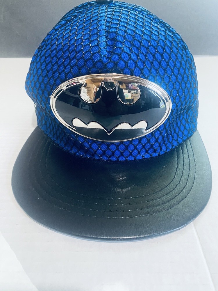 Batman Chrome Medallion Vinyl Bill Textured Mesh On Top Hat Adjustable